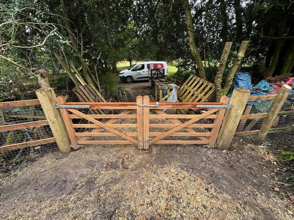 Bespoke five-bar timber gate and fencing